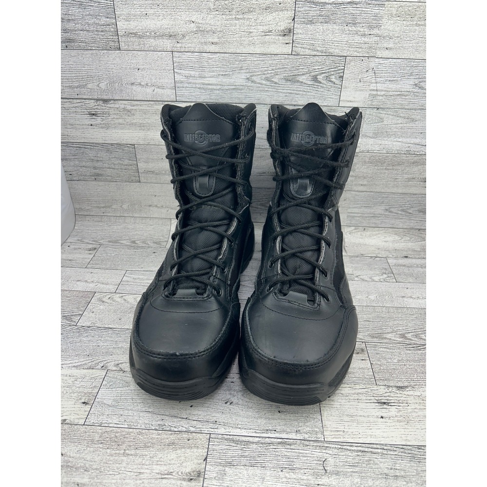 Interceptor Men's Black Leather‎ Work Tactical Military Combat Boots Size 9.5